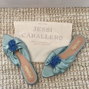 JESSI CABALLERO | Elegant Blue Beaded Women's Slides